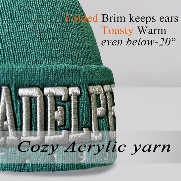 Women's Green & Silver Soft Knit Winter Hat For Cold Weather Beanie Toque Hat - Picture 2 of 5